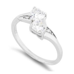 Sterling Silver 2 Heart Ring